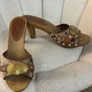 Coach Tan and Brown Women's Mules